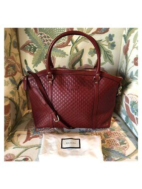 GUCCI Soft Microguccissima Large Red Leather Satchel